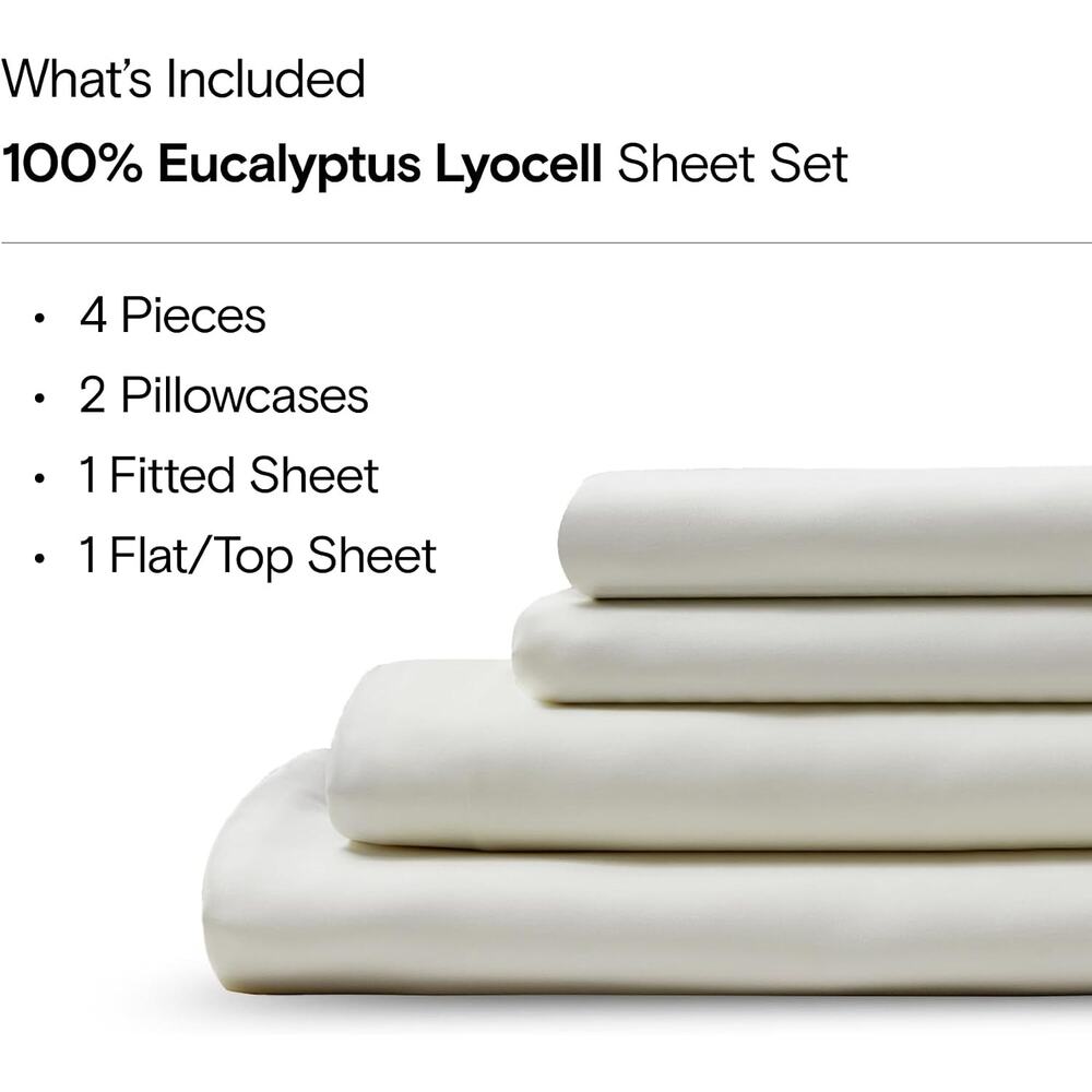 NWT Sijo AiryWeight Eucalyptus Sheet Set-4pc 2 Pillowcases 2 Sheets King Ivory - Picture 2 of 7